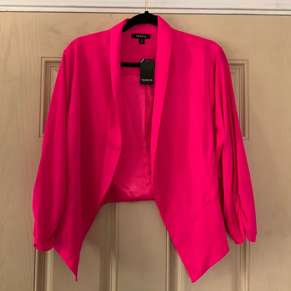 NWT hot pink crop blazer